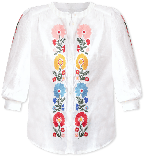 Alicia Linen Top-White, Floral Embroidery | Boden USA