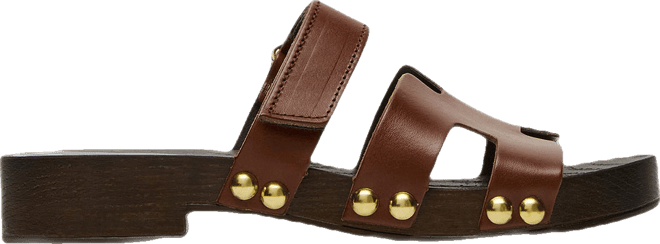 【Steve Madden】CANALレザーサンダル CANAL Brown Leather Wood Bottom Slide Women's Sandal – Steve
