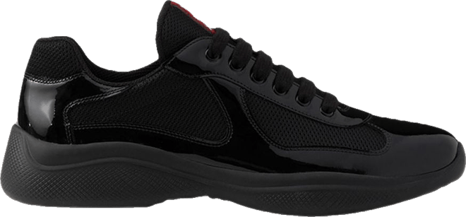 スニーカー PRADA Black Leather And Tech Fabric Sneakers Prada Men's Patent Leather and Technical Fabric America's
