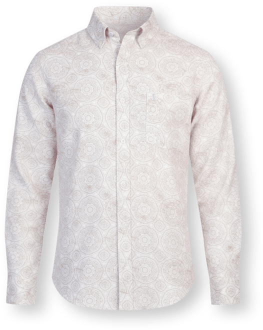 Big & Tall Batik Printed Linen Blend Long Sleeve Shirt