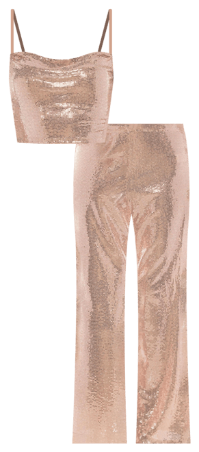 Women's Two Piece Disco Dot Top with Bell Pants