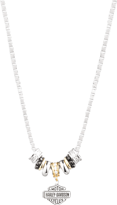 Women's Sterling Silver Round Link Logo Necklace