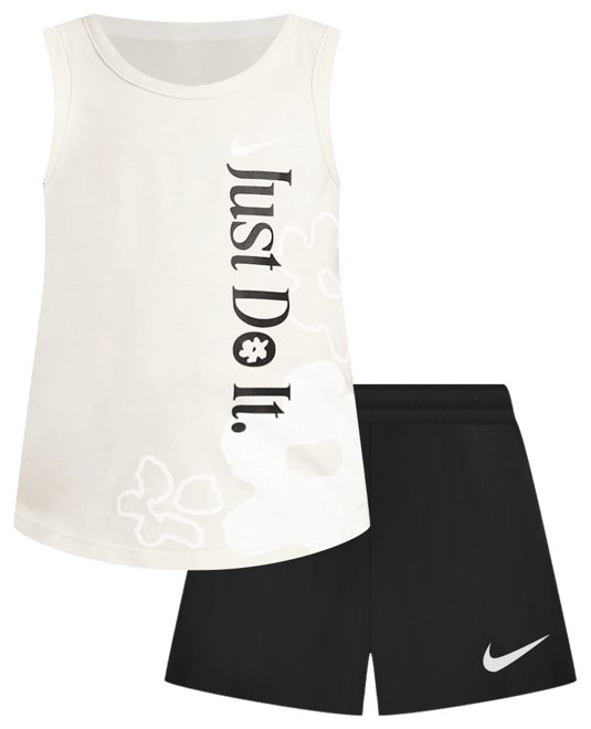 Nike Dri-FIT Conjunto de 2 piezas de camiseta de tirantes y shorts de malla Wild Flower para niños talla pequeña