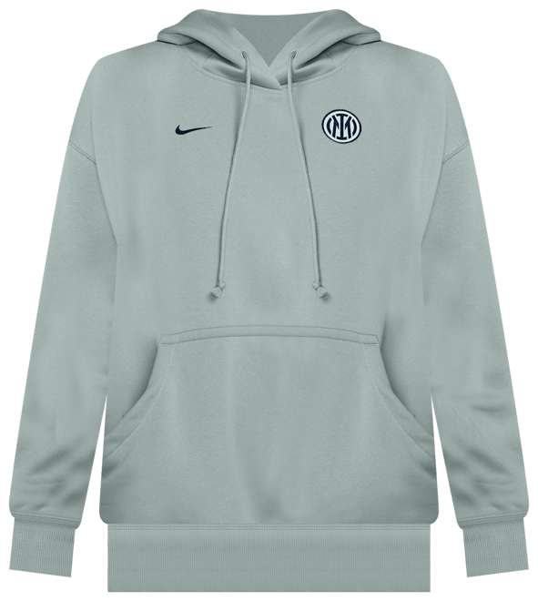 Inter Phoenix Fleece Felpa pullover oversize da calcio con cappuccio Nike – Donna