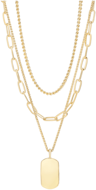 3-Row Chain Pendant Necklace, 16" to 19" + 2" extender, Created for Macy's