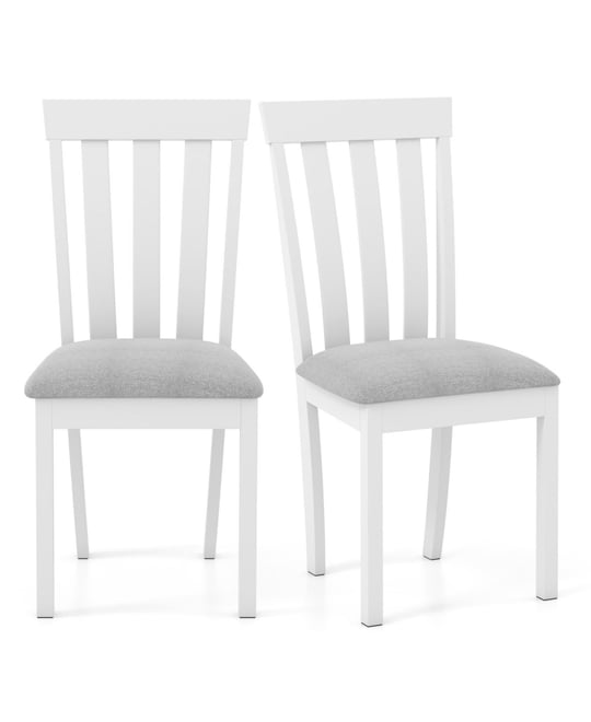 Dining Chair Set of 2 Upholstered Wooden Kitchen Chairs with Padded Seat and Rubber Wood Frame