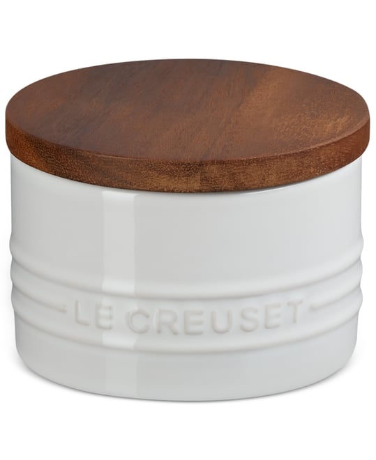Stoneware Signature Salt Cellar with Wood Lid, 7-Oz.