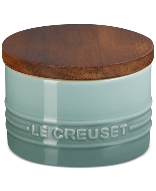 Stoneware Signature Salt Cellar with Wood Lid, 7-Oz.
