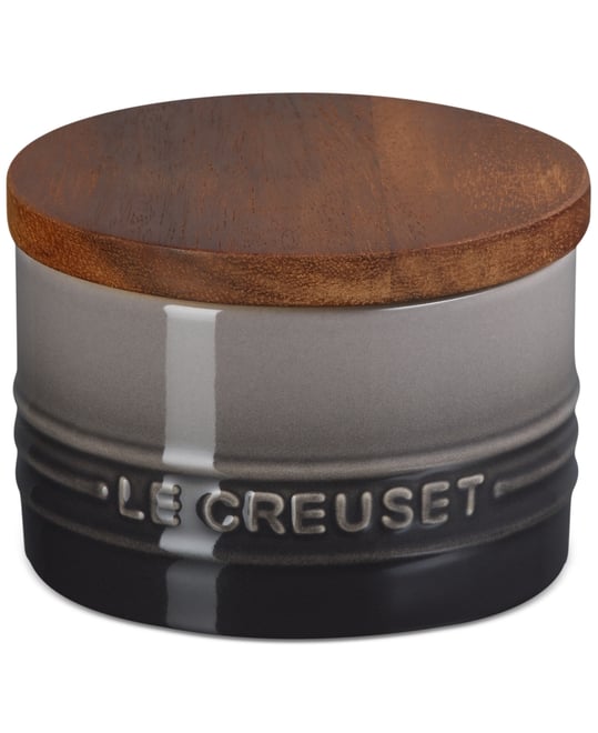 Stoneware Signature Salt Cellar with Wood Lid, 7-Oz.