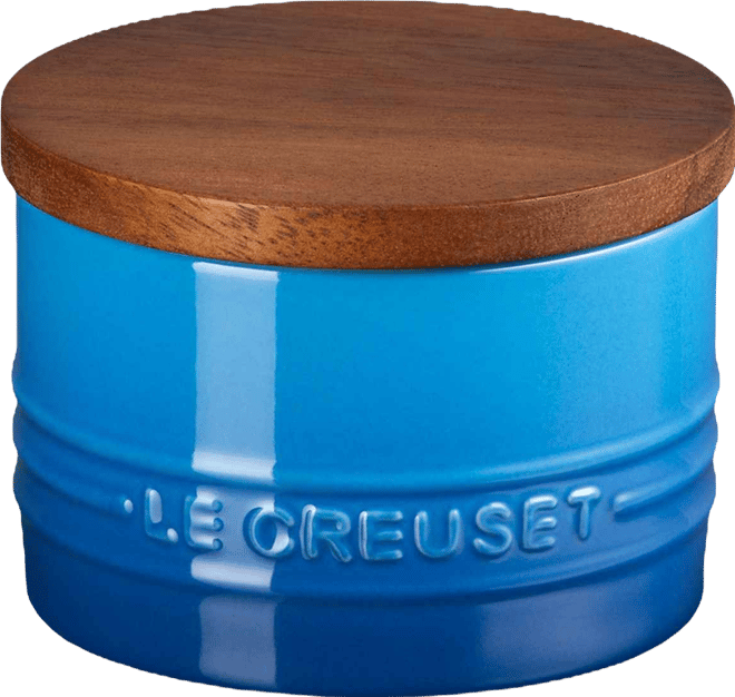 Stoneware Signature Salt Cellar with Wood Lid, 7-Oz.