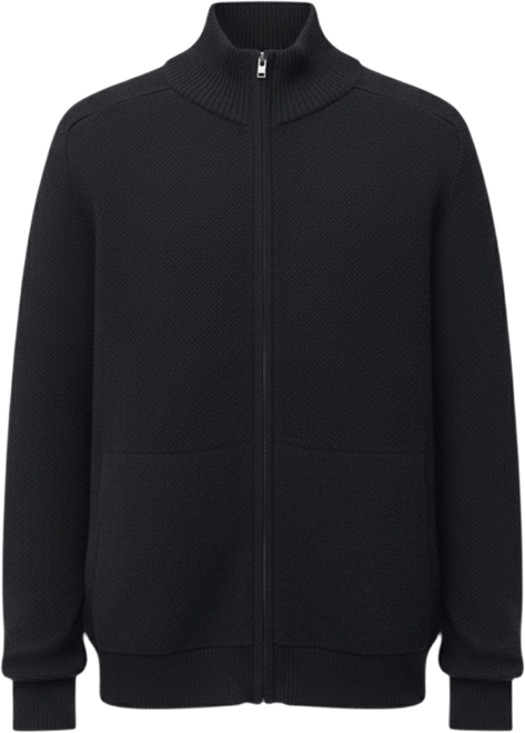 Men's High Neck Full-Zip Cashmere Cardigan
