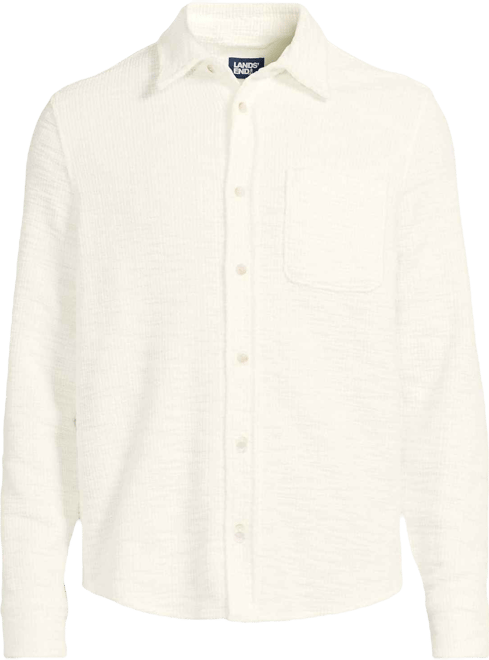 Men's Long Sleeve Knit Boucle Button Through Shirt