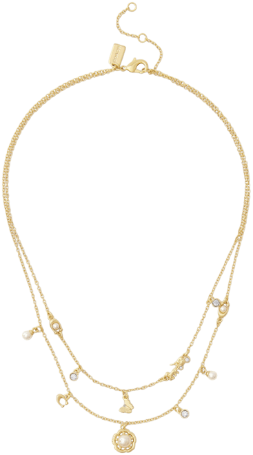 Signature Faux Stone Tea Rose Cultivated Pearl Layered Necklace