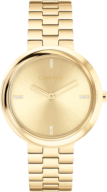 Women's Twisted Bezel Gold Tone Stainless Steel Bracelet Watch, 34mm