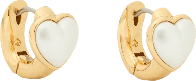 Gold-Tone Small Cubic Zirconia Heart Huggie Hoop Earrings, 0.51"