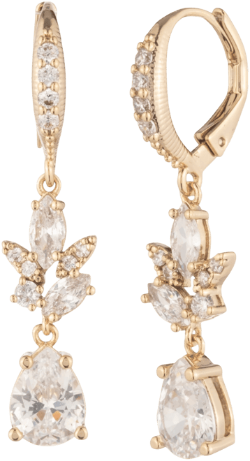 Gold-Tone Cubic Zirconia Double Drop Earrings