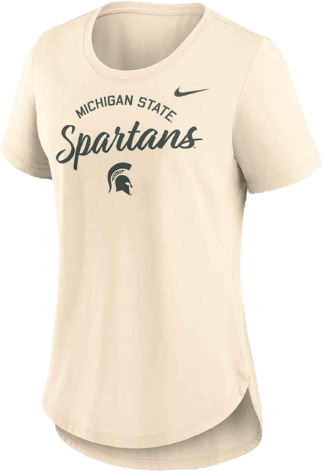 Women's Cream Michigan State Spartans Script Logo Tri-Blend T-Shirt
