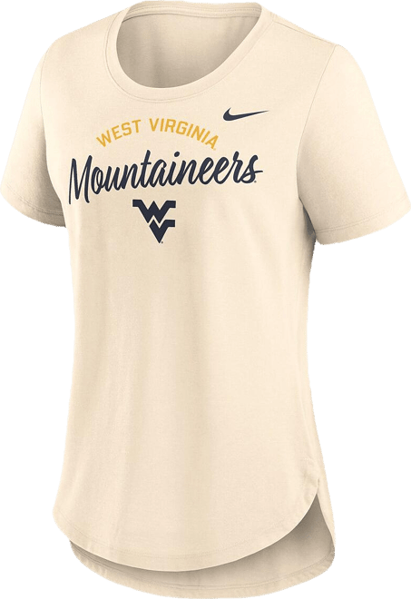 Women's Cream West Virginia Mountaineers Script Logo Tri-Blend T-Shirt