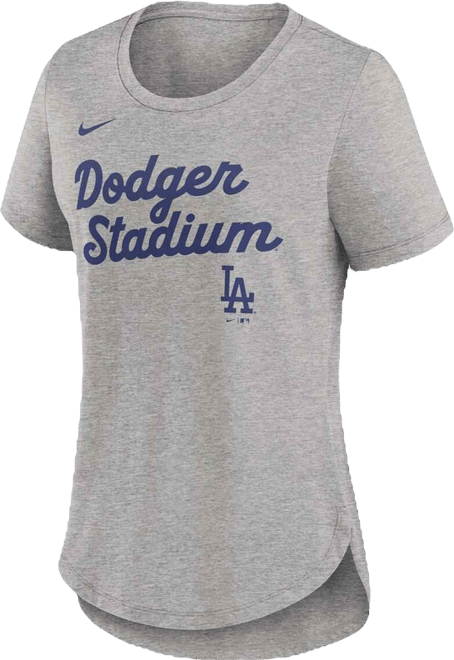 Women's Heather Gray Los Angeles Dodgers Script Tri-Blend T-Shirt