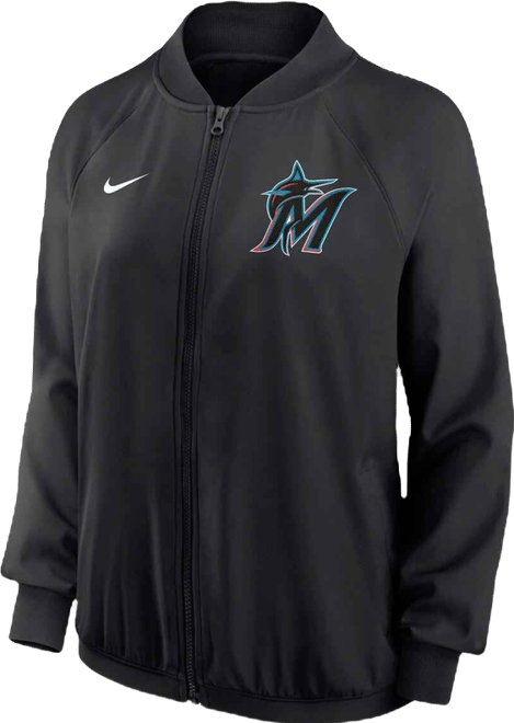 Women's Black Miami Marlins Authentic Collection Team Raglan Performance Full-Zip Jacket