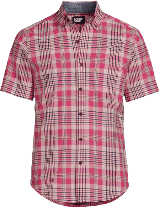 Men's Traditional Fit Short Sleeve Madras Shirt