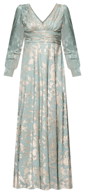 Petite V-Neck Long-Sleeve A-Line Gown