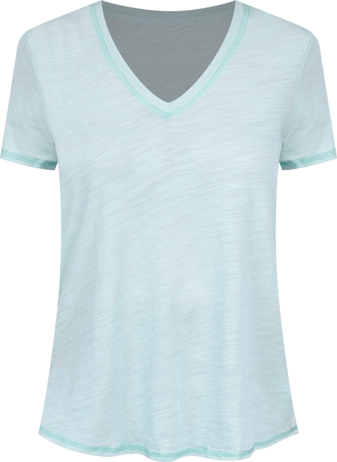 Blue Sol Womens Solid Luxey Short Sleeve V-Neck Top