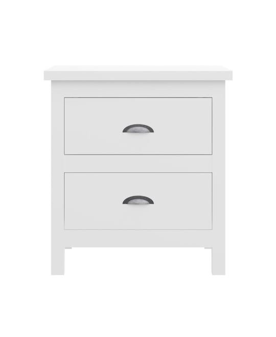 Two Drawer Nightstand with Solid Wood Top for Bedroom Storage