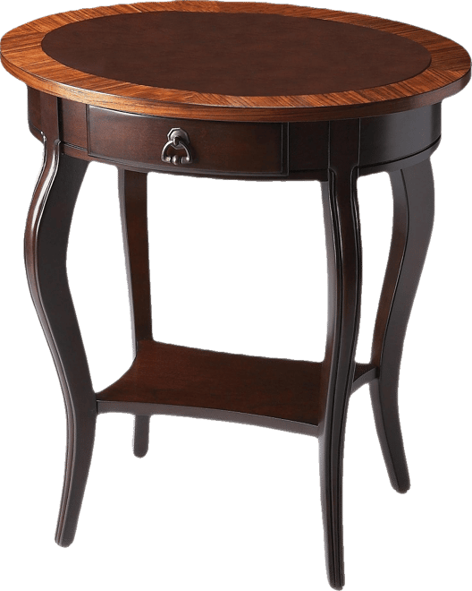 Wood Oval Coffee Table with Drawer and Shelf for Storage and Display