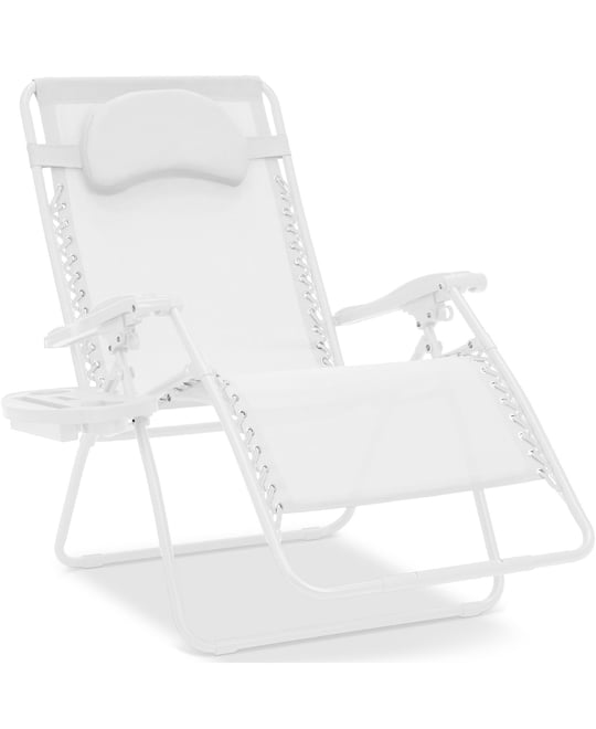 Oversized Zero Gravity Chair, Folding Outdoor Patio Recliner w/ Cup Holder
