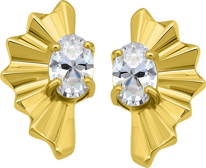 Cubic Zirconia Fan Stud Earrings