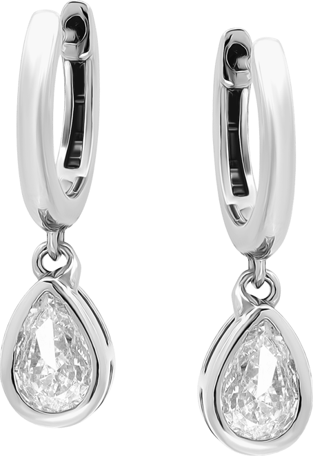 Cubic Zirconia Teardrop Huggie Earrings