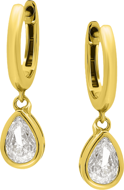 Cubic Zirconia Teardrop Huggie Earrings