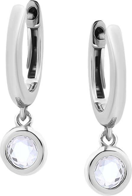 Round Cubic Zirconia Charm Huggie Earrings