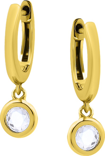 Round Cubic Zirconia Charm Huggie Earrings