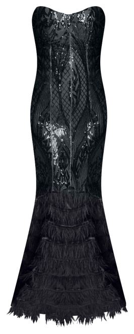 Women's Sequin Feather Gown