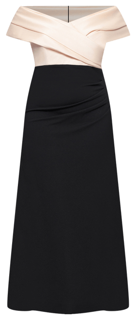 Plus Size Mixed-Material Off-The-Shoulder Gown