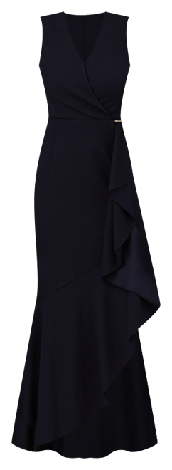 Women's Ruffled V-Neck High-Low Dress