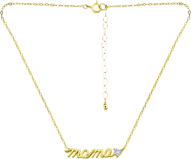 Cubic Zirconia Mama Script Pendant Necklace in 18k Gold-Plated Sterling Silver (also in Sterling Silver), 16" + 2" extender, Exclusively