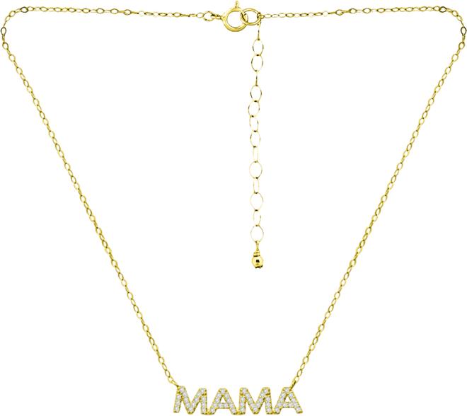 Cubic Zirconia Mama Pendant Necklace in 18k Gold-Plated Sterling Silver (also in Sterling Silver), 16" + 2" extender, Exclusively at Mac