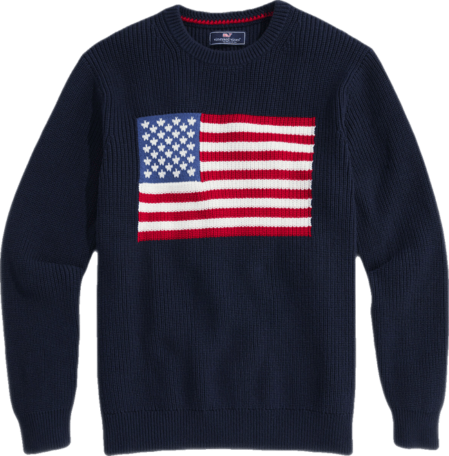 American Flag Cotton Crewneck Sweater