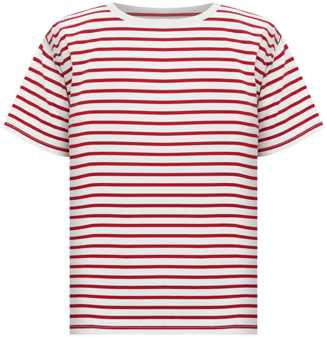 Chili Stripe Cotton Briar Boyfriend Tee