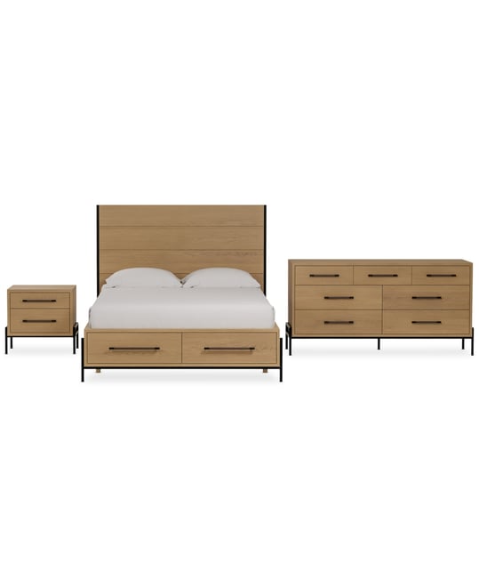 Linstead 3-Pc. Twin Panel Storage Set (Bed, Dresser & Nightstand), Created for Macy's