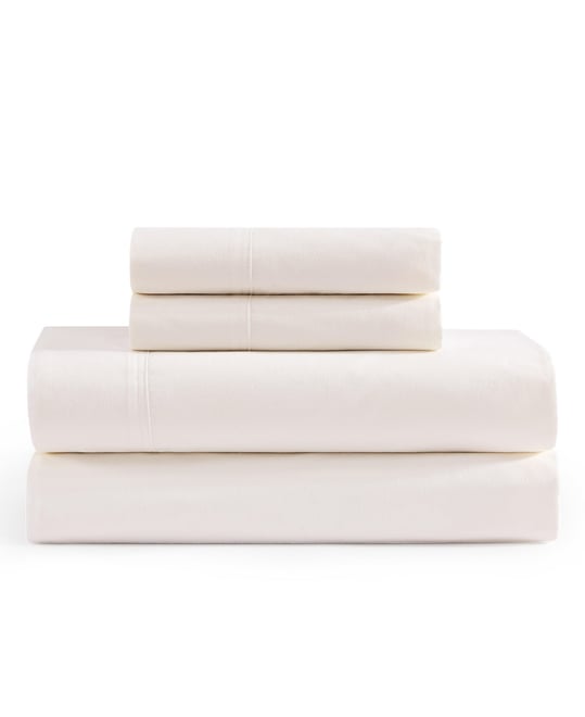 Solid 200-Thread Count Cotton Percale 4-Pc. Sheet Set, Queen