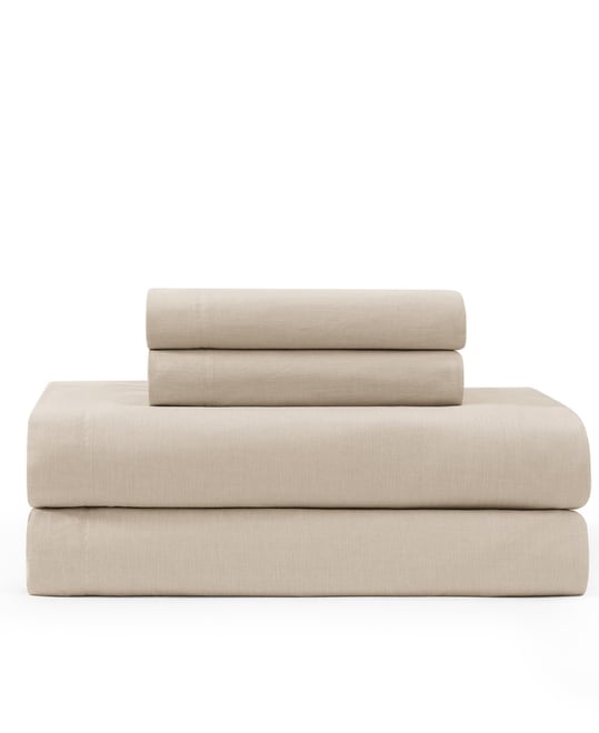 Solid 144-Thread Count Cotton Chambray Washed 4-Pc. Sheet Set, King
