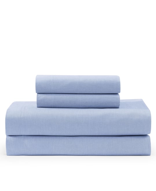 Solid 144-Thread Count Cotton Chambray Washed 4-Pc. Sheet Set, King