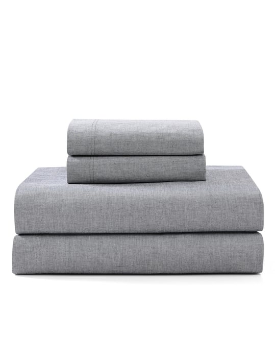 Solid 144-Thread Count Cotton Chambray Washed 4-Pc. Sheet Set, Queen