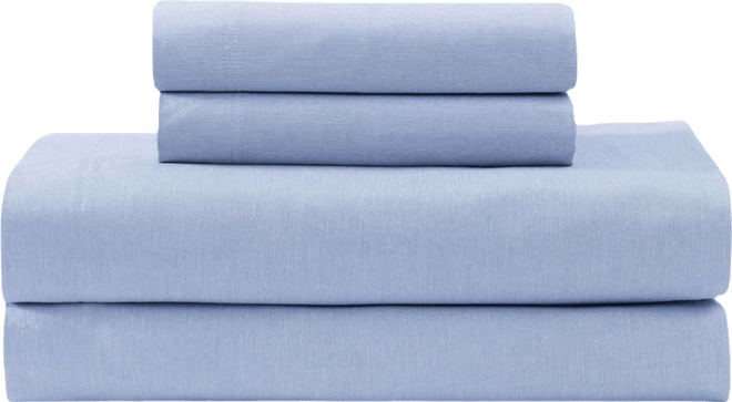 Solid 144-Thread Count Cotton Chambray Washed 3-Pc. Sheet Set, Twin