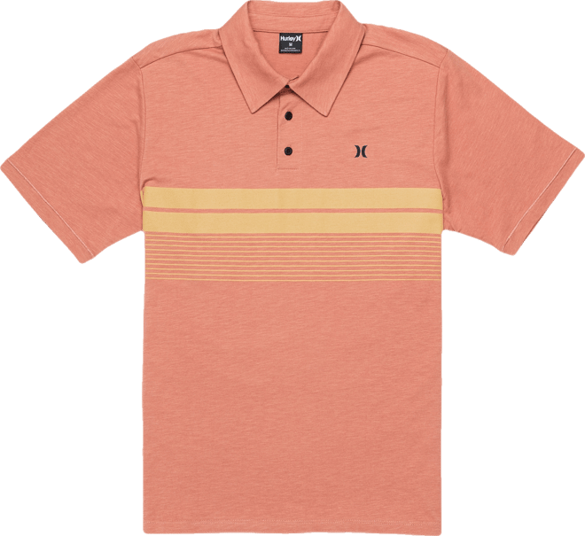 Men's Printed Stripe Slub Short Sleeve Polo Shirt