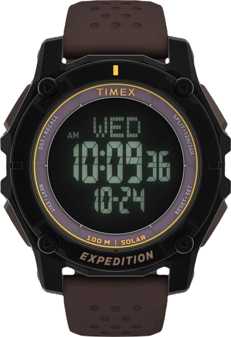 Men's Chronograph Brown Silicone Watch, 49mm